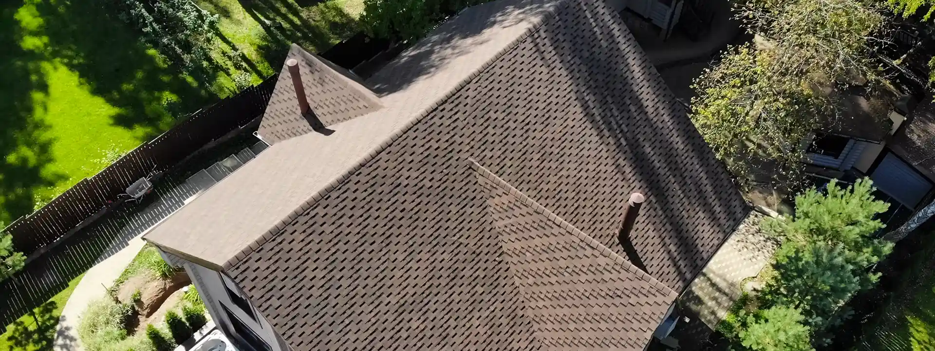 Aerial View of Brown asphalt roof